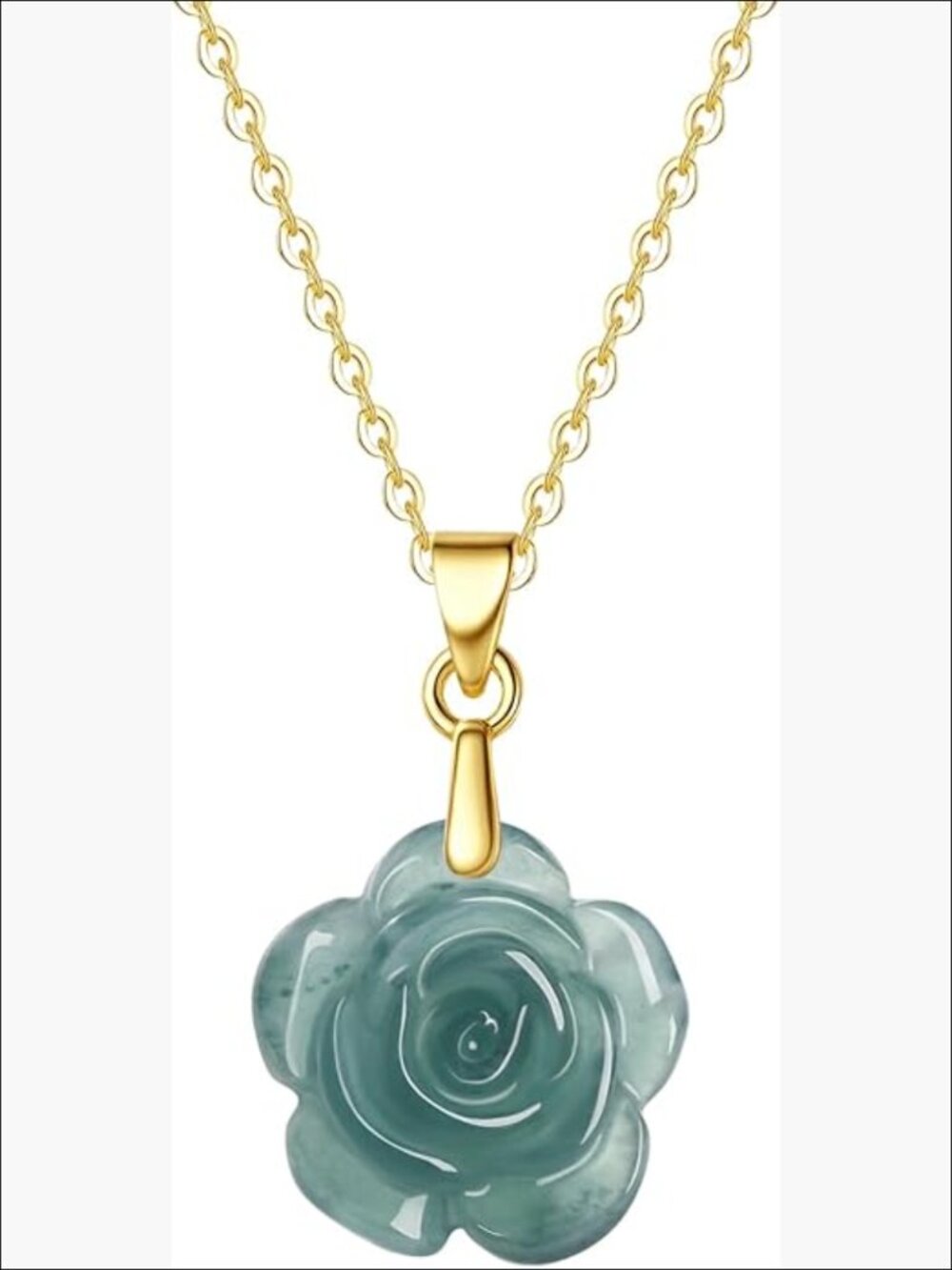 Real Jade Pendant Necklace with Gold Plated 925 Sterling Silver Chain